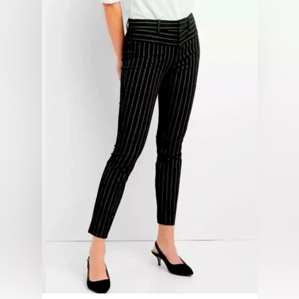 NWT GAP Black & White Striped Skinny Ankle Dress Pants Twill Mid Rise Stretch